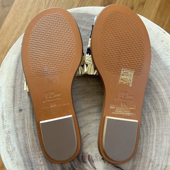 J. Crew Sorrento woven sandal with raffia fringe Black and natural Size 6.5 - Picture 7 of 9